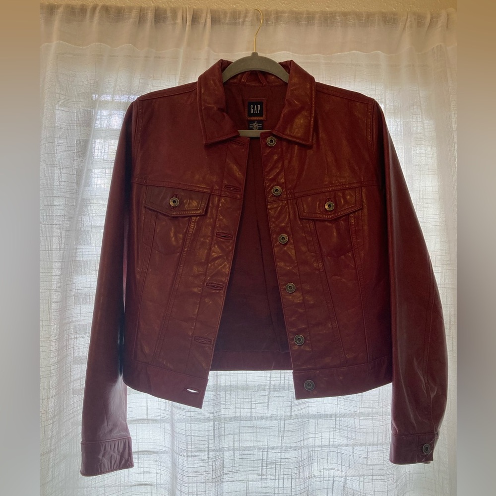 Women’s medium red faux leather jacket